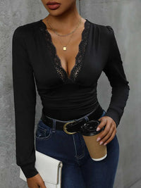 Perfee Lace Detail Plunge Long Sleeve Bodysuit 100100229596543 27 Affordable Fashion Under $100 Jerry's Apparel 
