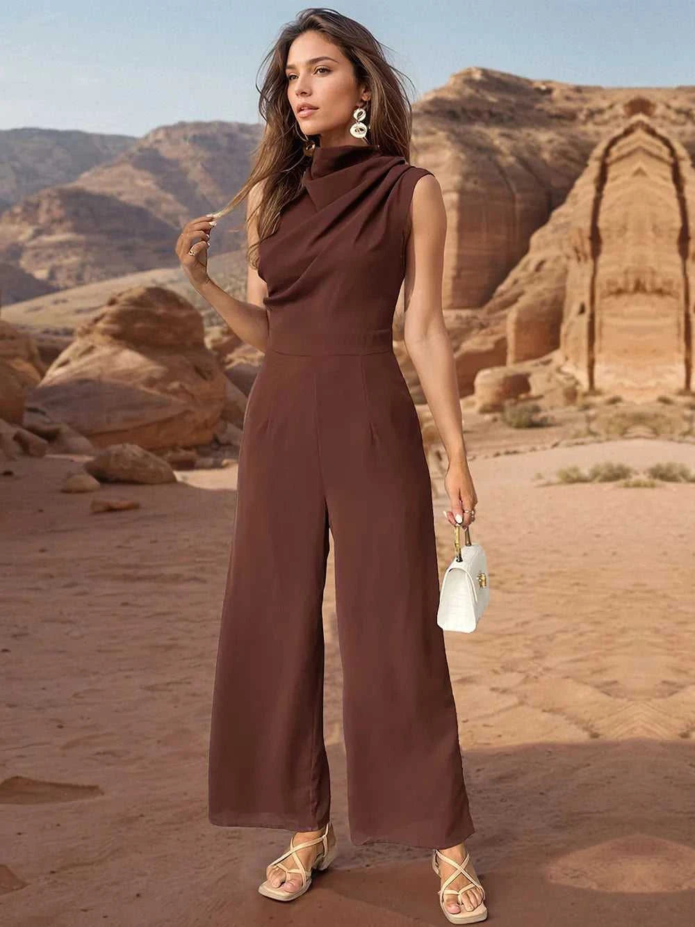 Perfee Ruched Mock Neck Sleeveless Jumpsuit 100100345642914 38 Affordable Fashion Under $100 Jerry's Apparel 
