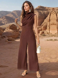 Perfee Ruched Mock Neck Sleeveless Jumpsuit 100100345642914 38 Affordable Fashion Under $100 Jerry's Apparel 