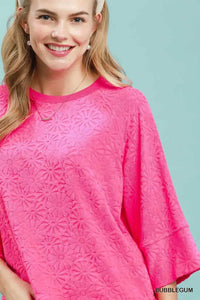 Round Neck Textured Floral Terry Blouse 100100786341546 47 Affordable Fashion Under $100 Jerry's Apparel 