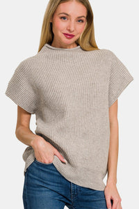 Short Sleeve Mock Neck Sweater