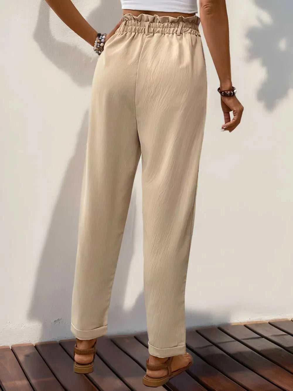 Perfee Frill High Waist Pants with Pockets 100100096091990 29 Affordable Fashion Under $100 Jerry's Apparel 