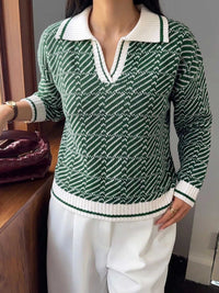 Geometric Patterned Collared Sweater 100100943854125 43 Affordable Fashion Under $100 Jerry's Apparel 