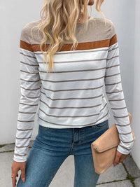 Casual Striped Long Sleeve Color Block T-Shirt 100100049284631 35 Affordable Fashion Under $100 Jerry's Apparel 