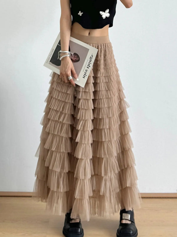Tiered Tulle Maxi Skirt