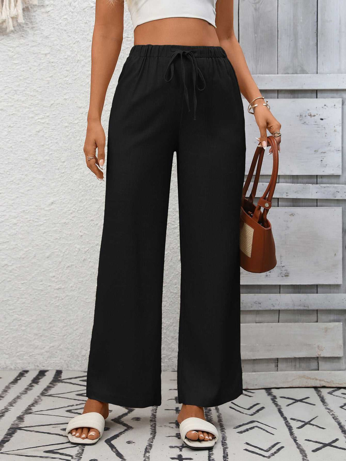 Drawstring High Waist Wide Leg Pants 100100990618349 39 Affordable Fashion Under $100 Jerry's Apparel 
