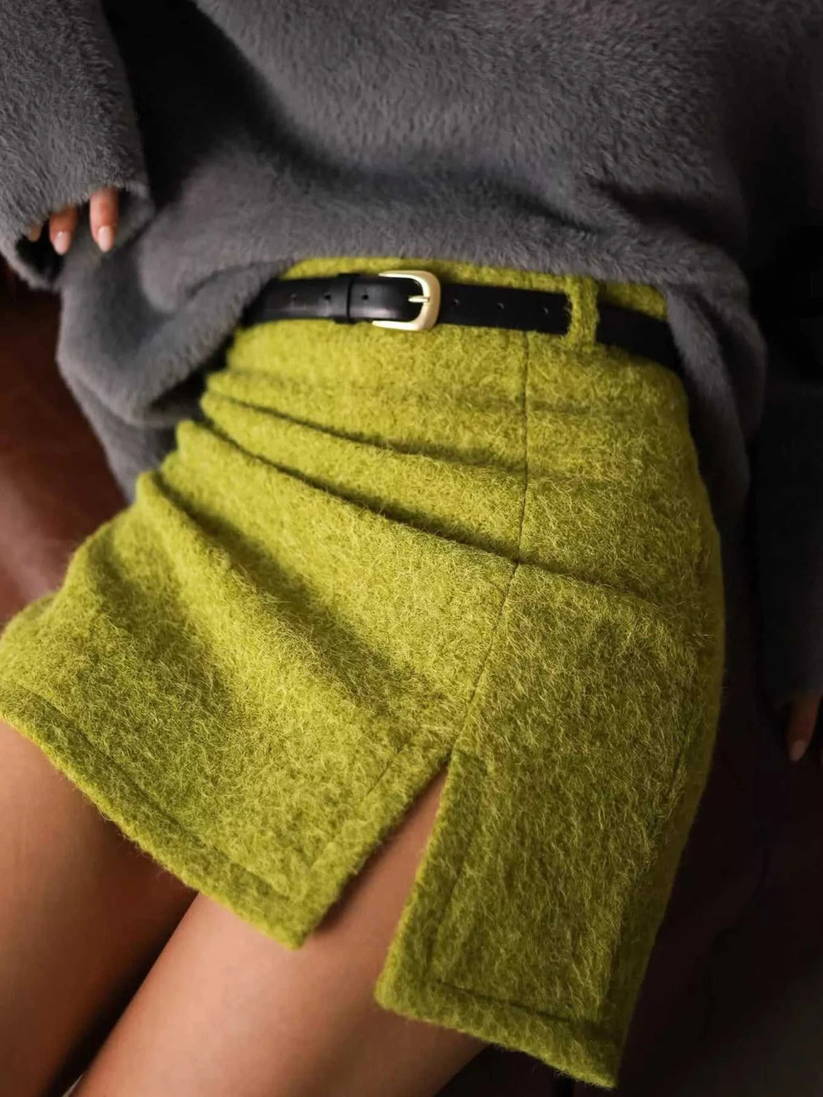 Textured Mini Skirt with Front Slit 100100891974020 42 Affordable Fashion Under $100 Jerry's Apparel 
