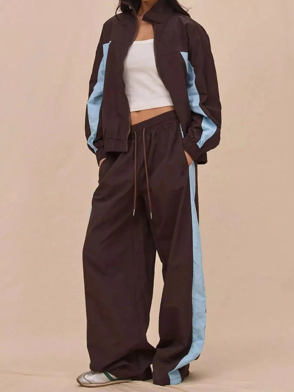 Color-Block Tracksuit and Wide-Leg Pants Set 100100146894386 85 Affordable Fashion Under $100 Jerry's Apparel 