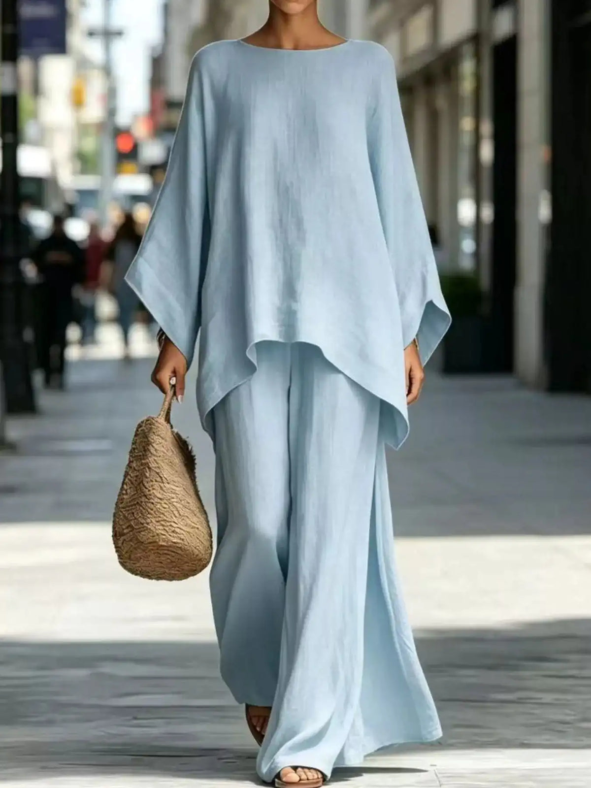 Full Size Batwing Sleeve Top and Wide-Leg Pants Set Plus Size 101001179587547 49 Affordable Fashion Under $100 Jerry's Apparel 