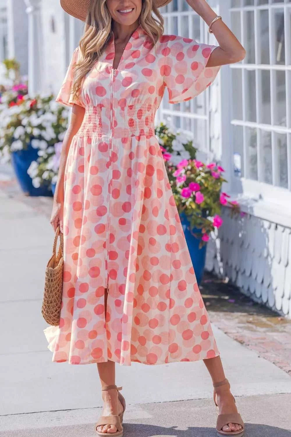 Polka Dot Puff Sleeve Midi Dress 100100018351579 72 Affordable Fashion Under $100 Jerry's Apparel 