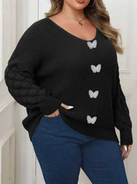 Plus Size Butterfly Dropped Shoulder Sweater 101002956712112 41 Affordable Fashion Under $100 Jerry's Apparel 