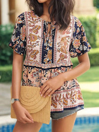 Floral Print Tie Neck Flutter Sleeve Blouse 100100839291021 32 Affordable Fashion Under $100 Jerry's Apparel 