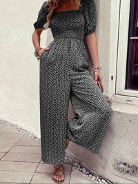Printed Square Neck Puff Sleeve Jumpsuit 100100619721006 31 Affordable Fashion Under $100 Jerry's Apparel 