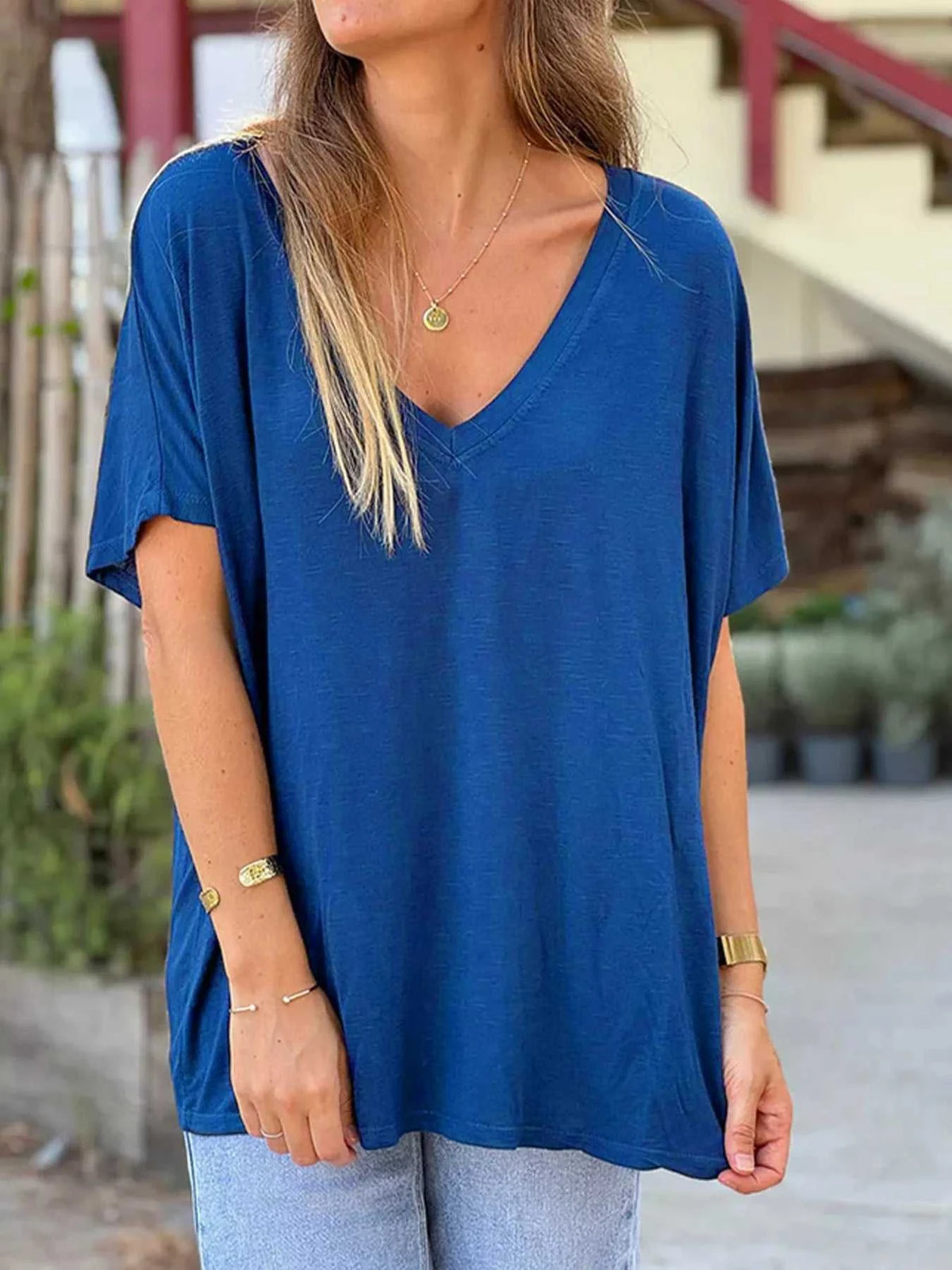 Casual V-Neck Relaxed Fit T-Shirt 100100751365785 22 Affordable Fashion Under $100 Jerry's Apparel 