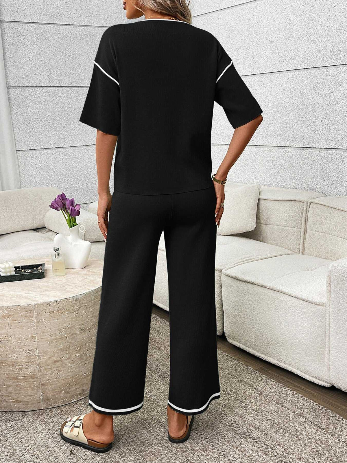 Round Neck Half Sleeve Top and Pants Set 100100458964546 67 Affordable Fashion Under $100 Jerry's Apparel 