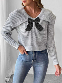 Contrast Bow Long Sleeve Sweater 101002743266724 37 Affordable Fashion Under $100 Jerry's Apparel 