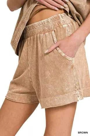 Zenana Halo Snow Washed Exposed Seam Top & Shorts Set 100100336301961 45 Affordable Fashion Under $100 Jerry's Apparel 