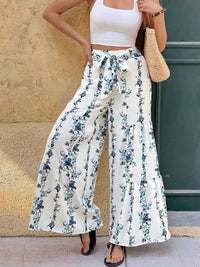 Floral Print Tie Front Wide Leg Pants 100100692354111 39 Affordable Fashion Under $100 Jerry's Apparel 