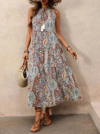 Paisley Print Tie Neck Sleeveless Midi Dress 100100431959174 36 Affordable Fashion Under $100 Jerry's Apparel 