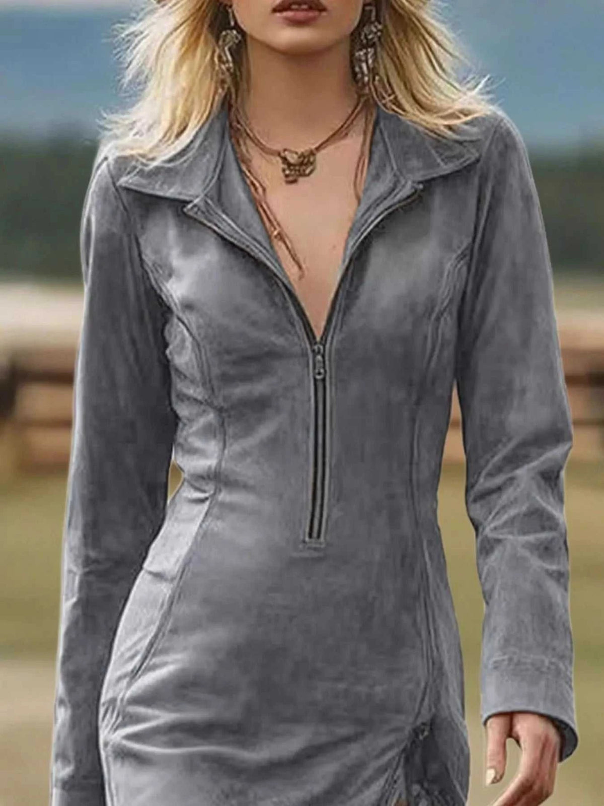 Full Size Fringe Hem Zip Front Bodycon Dress Plus Size 100100995904931 49 Affordable Fashion Under $100 Jerry's Apparel 
