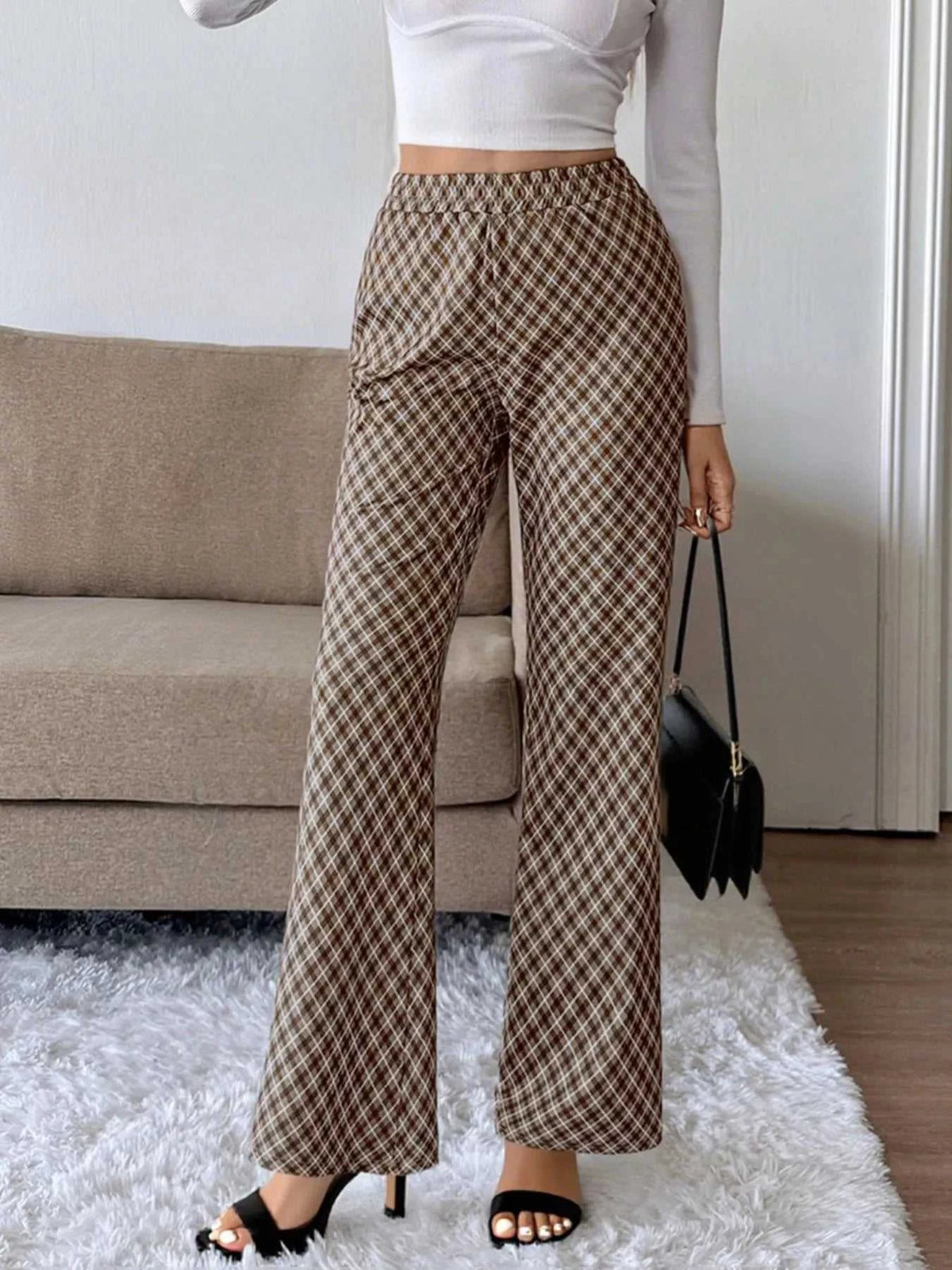 Plaid High-Waisted Wide Leg Pants 100100323711538 28 Affordable Fashion Under $100 Jerry's Apparel 