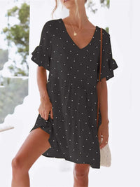 Polka Dot V-Neck Short Sleeve Mini Dress 100100568295398 24 Gifts for Her Jerry's Apparel 
