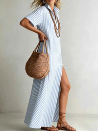 Full Size Striped Maxi Dress with Side Slit Plus SIze 100100680865570 32 Affordable Fashion Under $100 Jerry's Apparel 