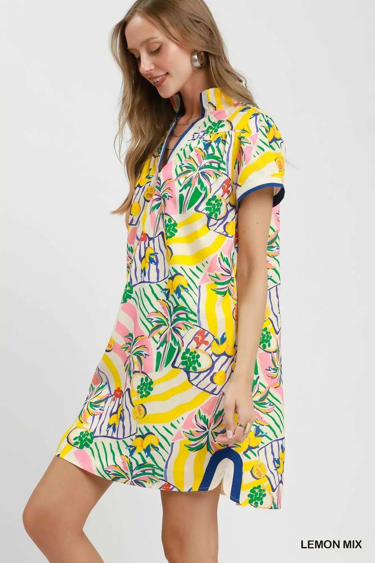 Umgee Tropical Print Collared Shift Dress 100100331671279 57 Affordable Fashion Under $100 Jerry's Apparel 