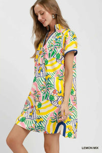 Umgee Tropical Print Collared Shift Dress 100100331671279 57 Affordable Fashion Under $100 Jerry's Apparel 
