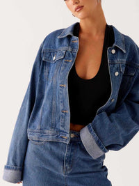 Button Down Cropped Oversized Denim Jacket 100100003789645 47 Affordable Fashion Under $100 Jerry's Apparel 