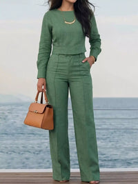 Long-Sleeve Crop Top and Wide-Leg Pants Set 101001803574531 80 Affordable Fashion Under $100 Jerry's Apparel 