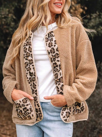 Casual Leopard Print Accent Plush Jacket with Pockets 100100351543106 61 Affordable Fashion Under $100 Jerry's Apparel 
