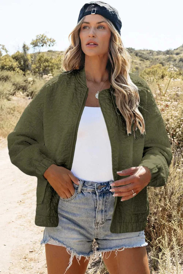 Baseball Collar Floral Quilted Jacket 100100621921818 62 Affordable Fashion Under $100 Jerry's Apparel 