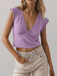 Deep V-Neck Cropped T-Shirt