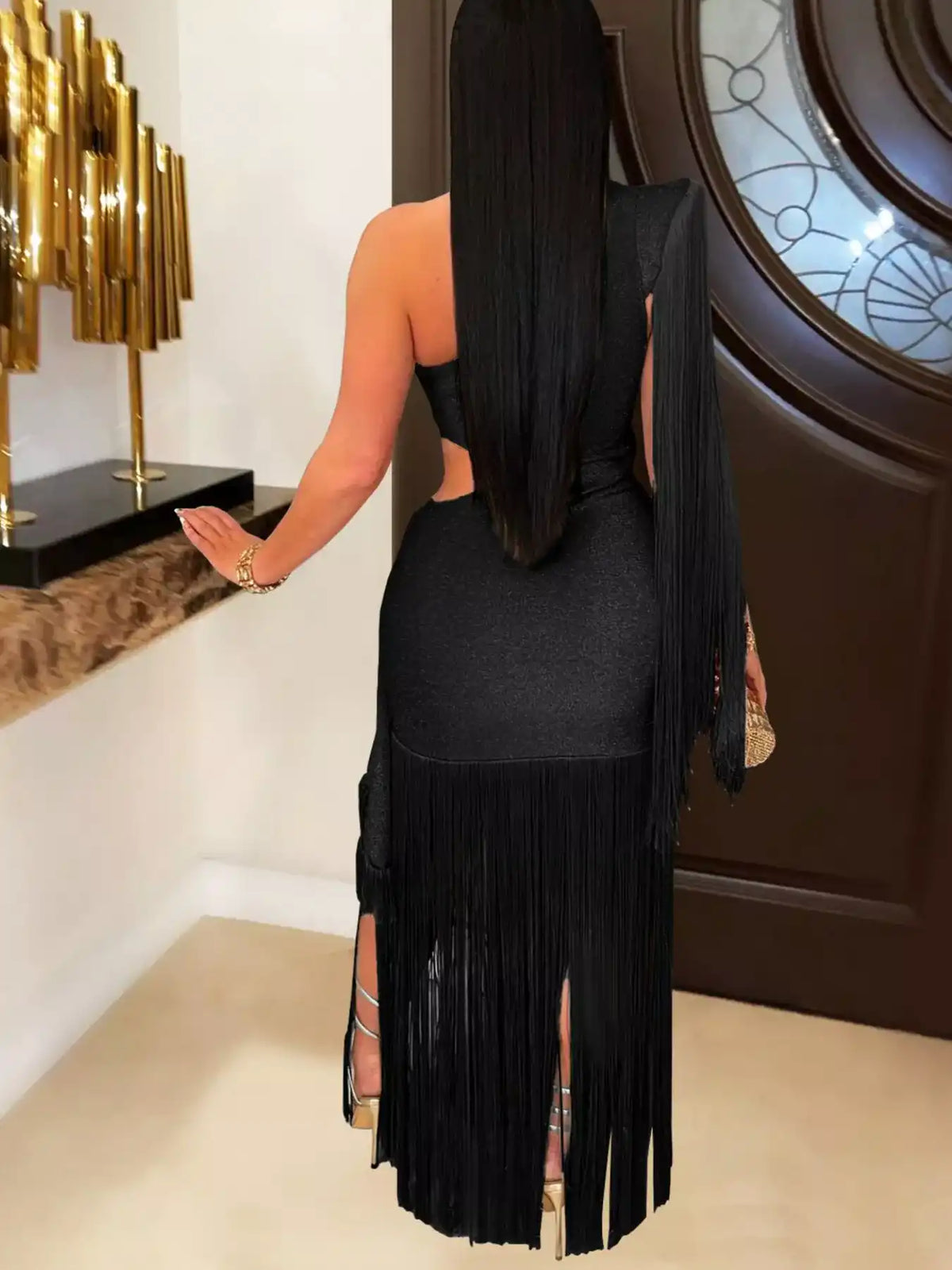 One-Shoulder Cutout Fringe Bodycon Party Dress 101001164315621 71 Affordable Fashion Under $100 Jerry's Apparel 