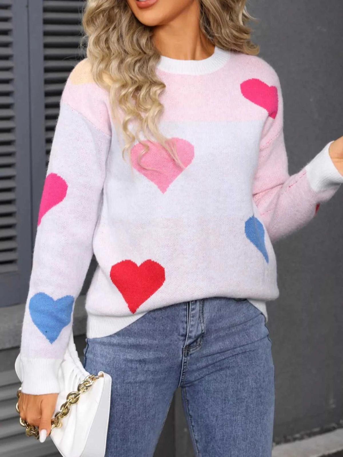 Valentine's Day Heart Round Neck Dropped Shoulder Sweater 100100731312890 46 Affordable Fashion Under $100 Jerry's Apparel 