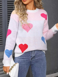 Valentine's Day Heart Round Neck Dropped Shoulder Sweater 100100731312890 46 Affordable Fashion Under $100 Jerry's Apparel 