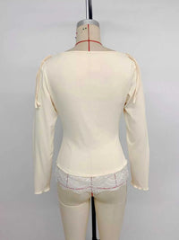 Lace Trim Long Sleeve T-Shirt 100100829031405 28 Affordable Fashion Under $100 Jerry's Apparel 