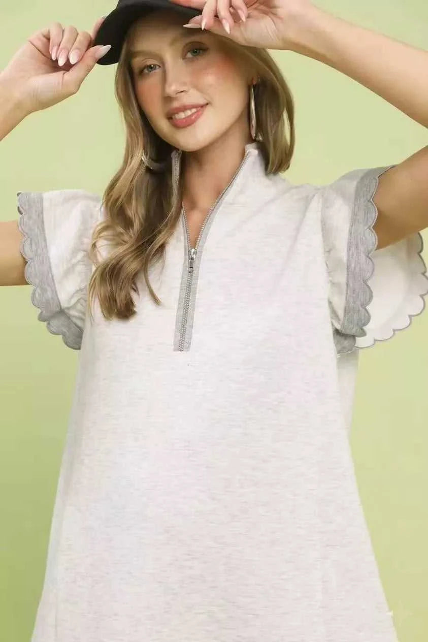 Umgee Zip-Neck Flutter Sleeve Dress 100100398431376 62 Affordable Fashion Under $100 Jerry's Apparel 