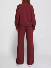 Half-Zip Sweatshirt and Wide-Leg Pants Set 101001840100593 40 Gifts for Her Jerry's Apparel 