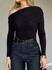 One Shoulder Long Sleeve Slim Fit T-Shirt 101001957066460 25 Affordable Fashion Under $100 Jerry's Apparel 