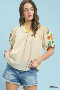Umgee Embroidered Puff Sleeve Top 100100565351460 55 Affordable Fashion Under $100 Jerry's Apparel 