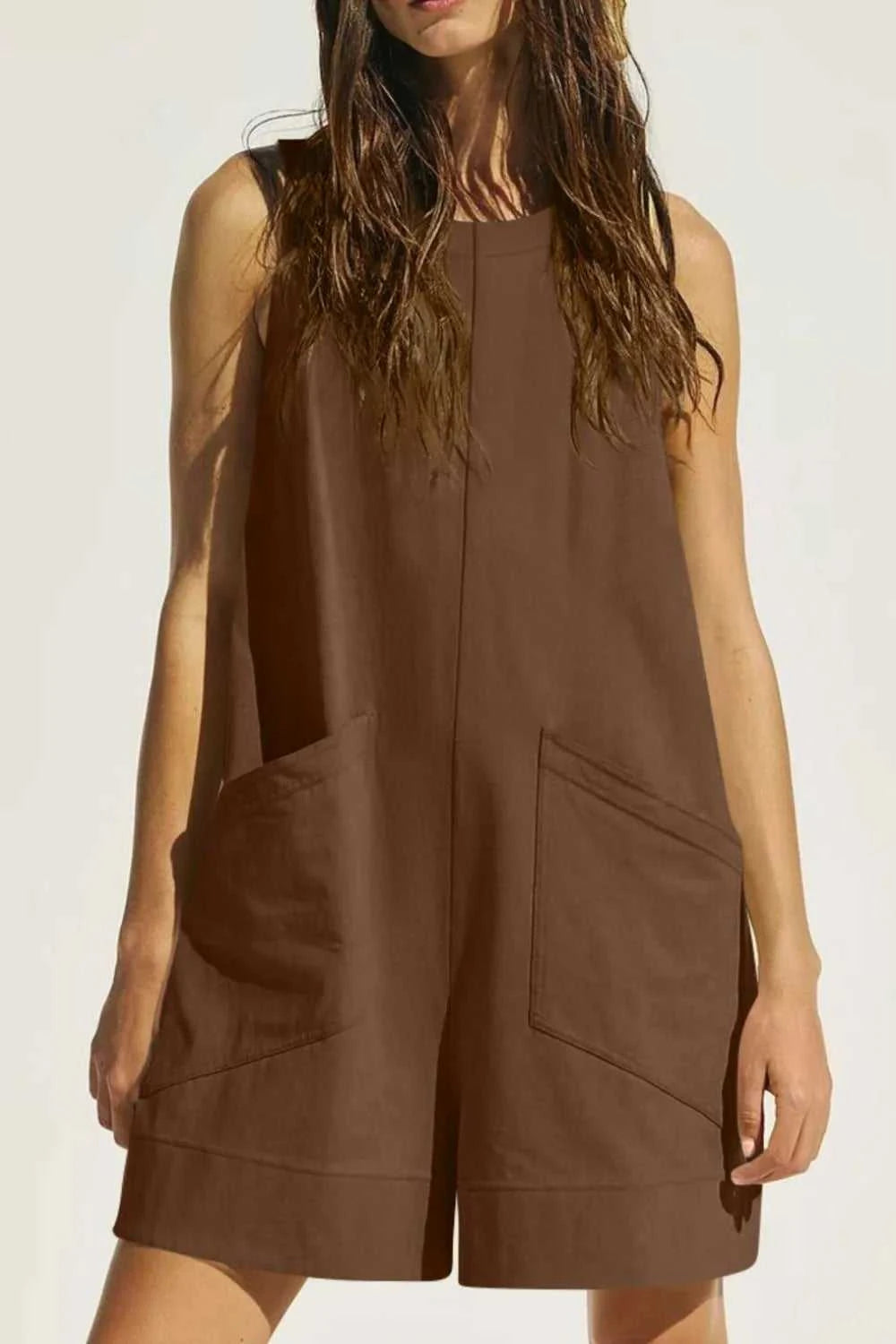 Lovelet Round Neck Sleeveless Romper with Pockets 100100661551405 26 Women's Romper Affordable Fashion Under $100 Jerry's Apparel 