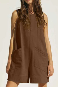Lovelet Round Neck Sleeveless Romper with Pockets 100100661551405 26 Women's Romper Affordable Fashion Under $100 Jerry's Apparel 