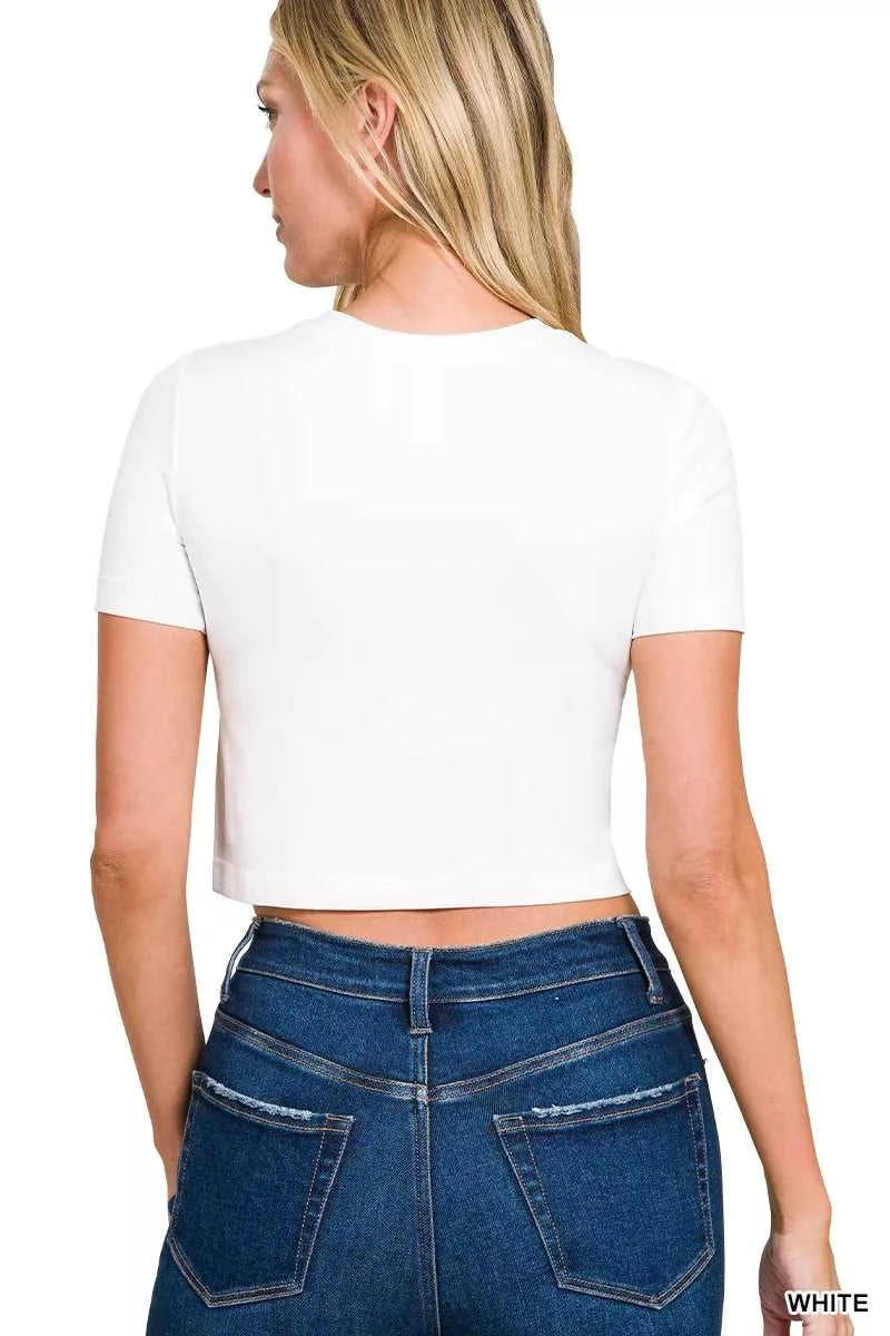 Zenana Seamless Cropped Short Sleeve T-Shirt 100100558861760 24 Affordable Fashion Under $100 Jerry's Apparel 