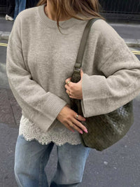 Layered Lace Hem Crew Neck Sweater 101002599371910 59 Affordable Fashion Under $100 Jerry's Apparel 