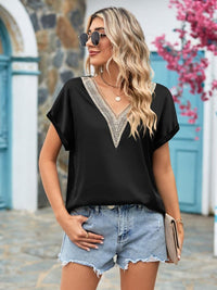 Mandy V-Neck Cuffed Blouse