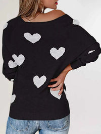 Heart Pattern V-Neck Sweater 100100504780005 48 Affordable Fashion Under $100 Jerry's Apparel 