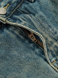 Men's Distressed Camo Patchwork Denim Shorts