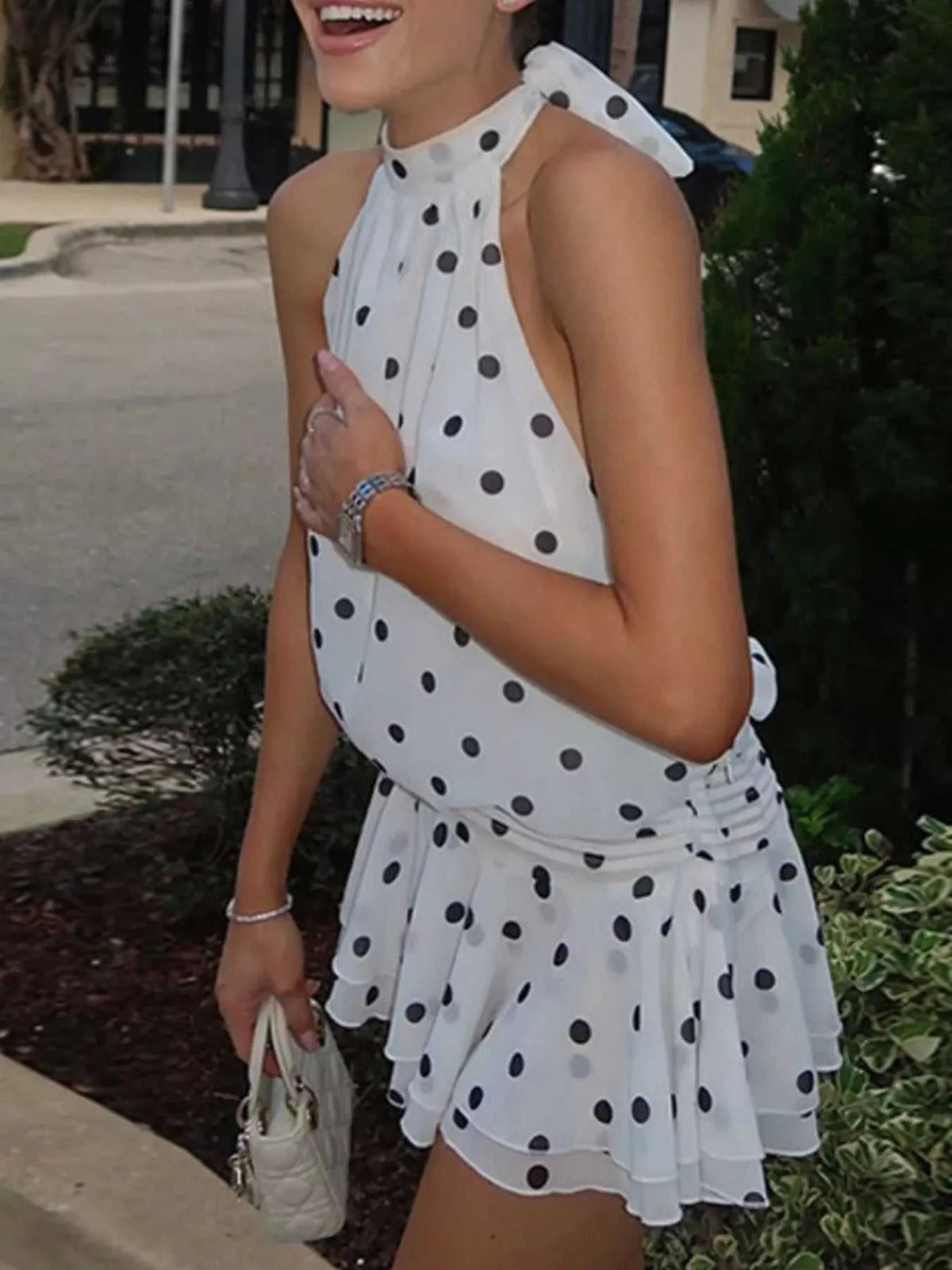 Polka Dot Halter Neck Ruffle Dress 100100761627730 51 Affordable Fashion Under $100 Jerry's Apparel 